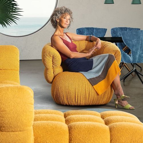 Poltrona contemporânea - BALAAO - BRETZ - em tecido / em madeira / com apoio para pés