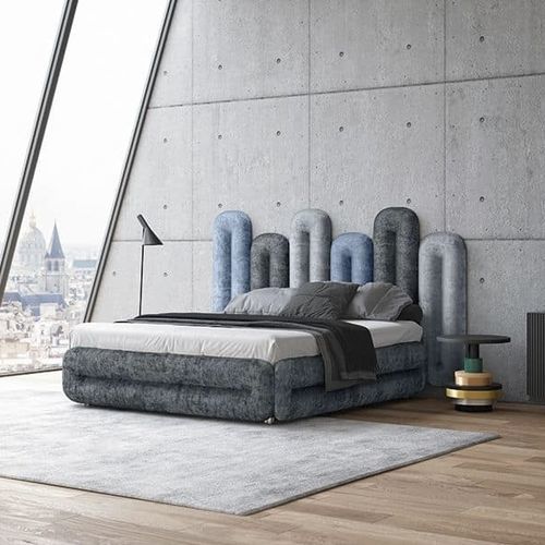 Cama de casal - CREOLE - BRETZ - contemporânea / estofada / com cabeceira