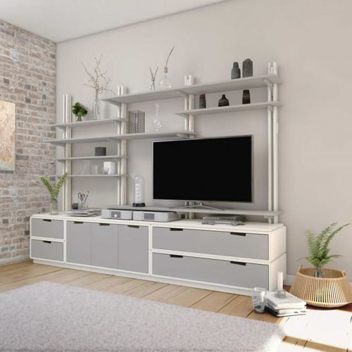 Móvel de parede contemporâneo para TV - ESPACE LOGGIA - em madeira laqueada / modular