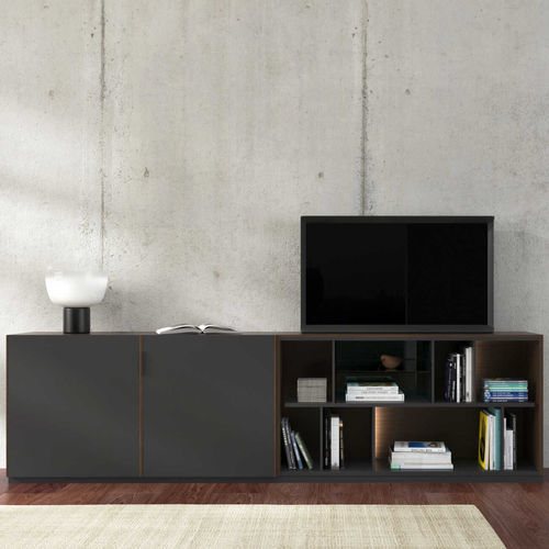 Móvel de parede contemporâneo para TV - CANALETTO - CINNA - em nogueira / em madeira maciça / modular