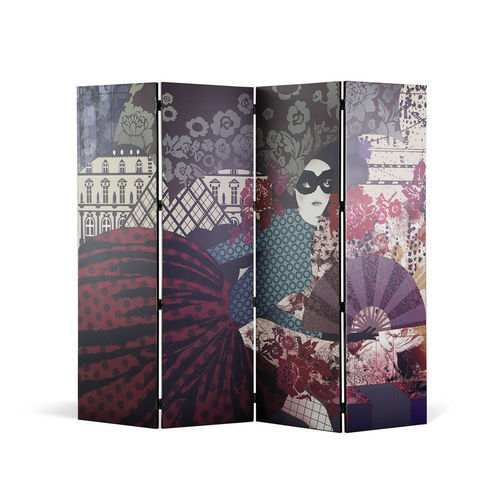 Biombo contemporâneo - ABANICO - ROCHE BOBOIS - em madeira / 3 asas / 4 painéis