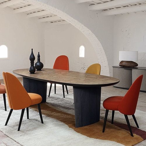 Cadeira contemporânea - IDENTITIES - ROCHE BOBOIS - para ambiente interno / em tecido / em couro