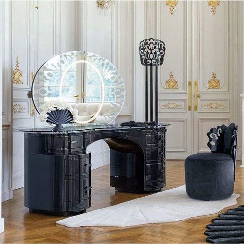 Penteadeira contemporâneo - LA VIE EN ROSSY - ROCHE BOBOIS - em madeira laqueada brilhante / de mesa / monolugar