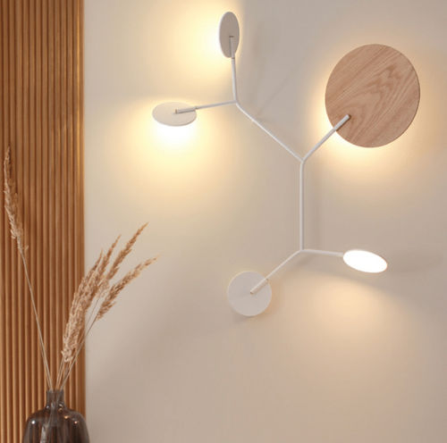 Arandela contemporânea - BALLON 5 - Tunto - para ambiente interno / metálica / em madeira