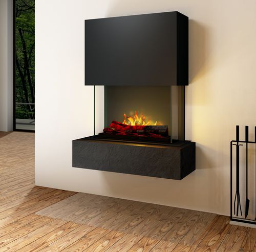 Lareira embutida fechada elétrica - COMO - muenkel design - com 3 faces / em aço inoxidável