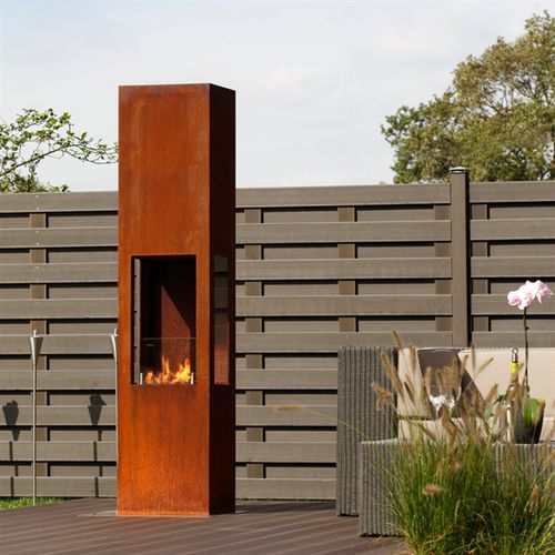 Lareira ecológica a bioetanol - PRISM FIRE L  - muenkel design - de embutir / Face única / de jardim