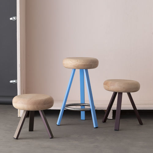 Banqueta alta contemporânea - Smack - Matière Grise - em carvalho / com base em aço / com base em aço galvanizado