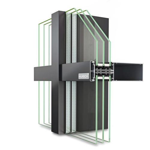 Fachada-cortina com sistema stick - TRIGON 60 D - Hueck System GmbH & Co. KG - em alumínio e vidro / com isolamento integrado