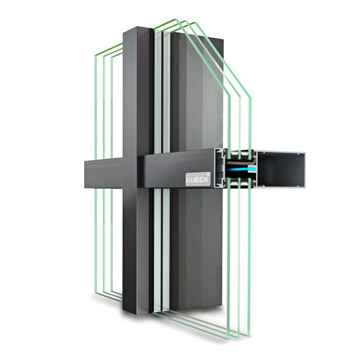 Fachada-cortina com sistema stick - TRIGON FS 050 - Hueck System GmbH & Co. KG - em alumínio e vidro / com isolamento integrado / acústica
