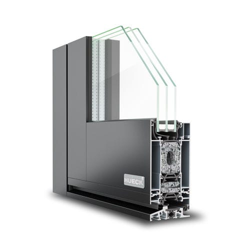 Perfil de porta em alumínio - LAMBDA DS 075 - Hueck System GmbH & Co. KG - com isolamento térmico / antiarrombamento / resistente ao vento