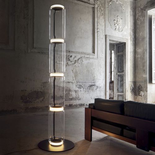 Coluna de luz contemporânea - NOCTAMBULE  - FLOS - em aço / em silicone / em alumínio fundido