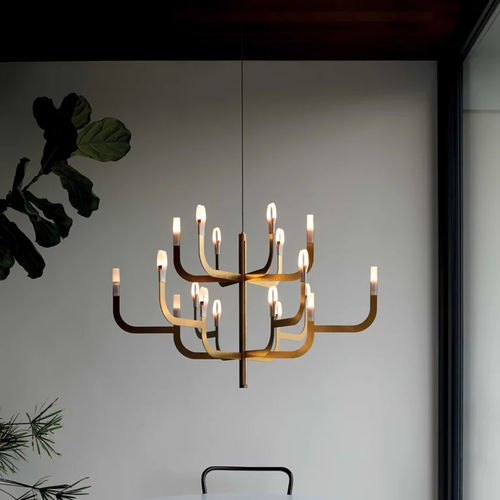 Lustre contemporâneo - J-us - LUCEPLAN - em policarbonato / em alumínio / em cobre