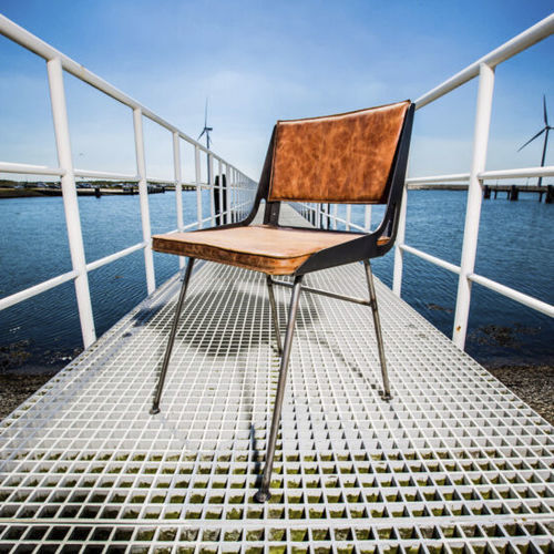 Cadeira de estilo industrial - SL-058 - Waterman Meubelen B.V. (Sturdy-Legs) - para ambiente interno / em couro / com base em aço