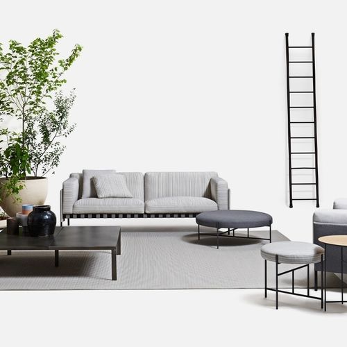 Sofá contemporâneo - Étiquette  - DePadova - em tecido / com braços / com almofada removível