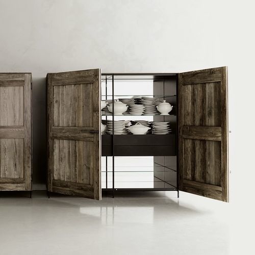 Buffet aparador contemporâneo - Combi Madia - DePadova - em carvalho / em metal pintado / em vidro