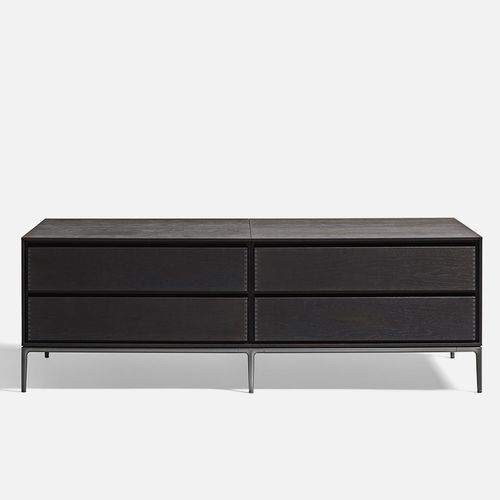 Buffet aparador contemporâneo - Horizontal  - DePadova - com folheado de madeira / em MDF / em alumínio laqueado