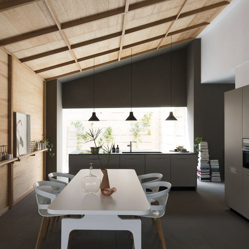 Cozinha contemporânea - PAMPA  - SCHIFFINI - em madeira / com ilha / com puxadores embutidos