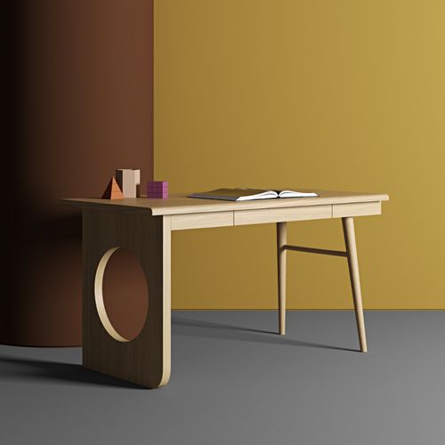 Mesa secretária contemporânea - BAU - Woodman Ltd. - em carvalho / com compartimento de arrumação