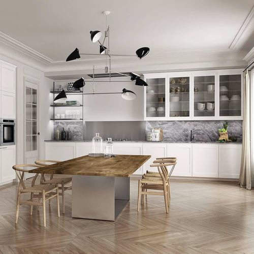 Cozinha contemporânea - FILÒ  - Euromobil spa - em vidro / em alumínio / em porcelana