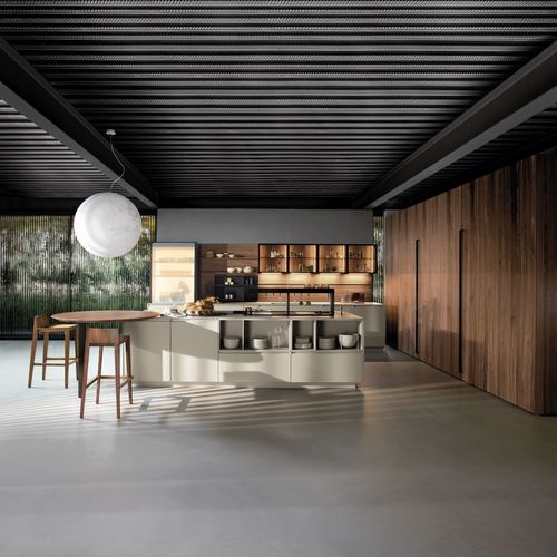 Cozinha contemporânea - ANTIS - Euromobil spa - em nogueira americana / em alumínio / em Fenix NTM