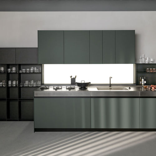 Cozinha contemporânea - SEI - Euromobil spa - em aço / em Fenix NTM / verde