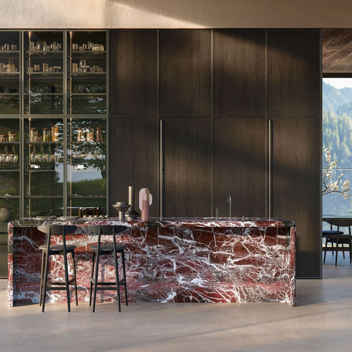 Cozinha contemporânea - MARGO - Euromobil spa - em madeira laqueada / em vidro fumê / em mármore
