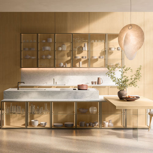 Cozinha contemporânea - MARGO - Euromobil spa - em carvalho / em vidro / em mármore