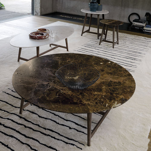 Mesa de centro contemporânea - TOMO - desiree divani - em MDF / em mármore / com base em madeira de freixo