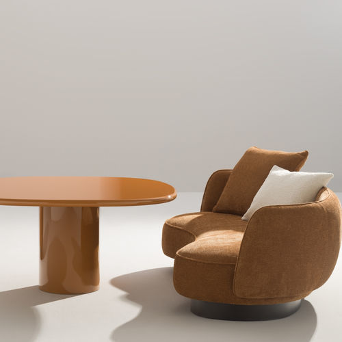 Mesa contemporânea - HOMAN LOW - desiree divani - em metal laqueado / em MDF laqueado / com base metálica laqueada