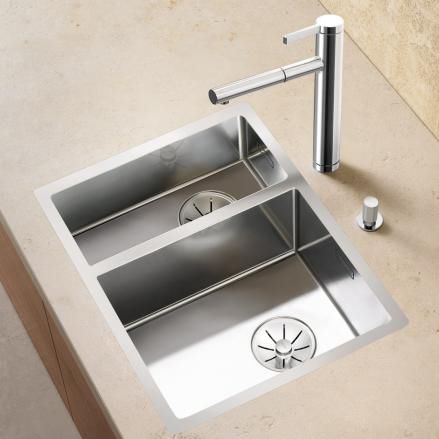 Pia com 2 cubas - CLARON 340/180-IF - BLANCO GmbH + Co KG - sem escorredor / em aço inoxidável / de sobrepor