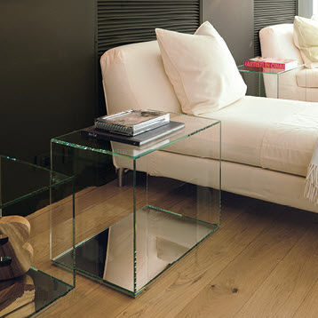 Mesa lateral contemporânea - NOA  - B.M.B. snc - Spiegel - em vidro / com base em vidro / retangular