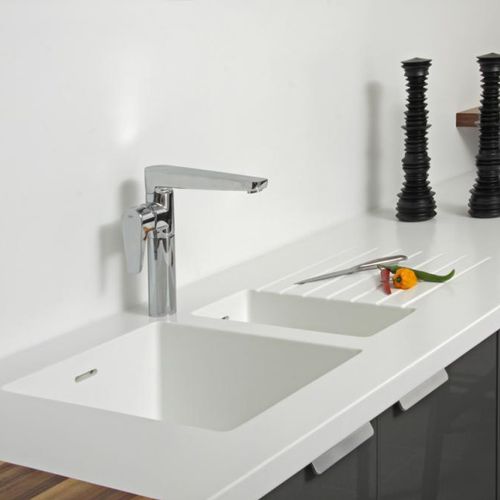 Pia com 2 cubas - ACRYLATE - DESK FORM, a.s - com escorredor / em compósito / integrada
