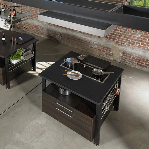 Mesa de trabalho contemporânea - Island - eggersmann küchen GmbH & Co. KG - em alumínio termolacado / com base em alumínio / quadrada