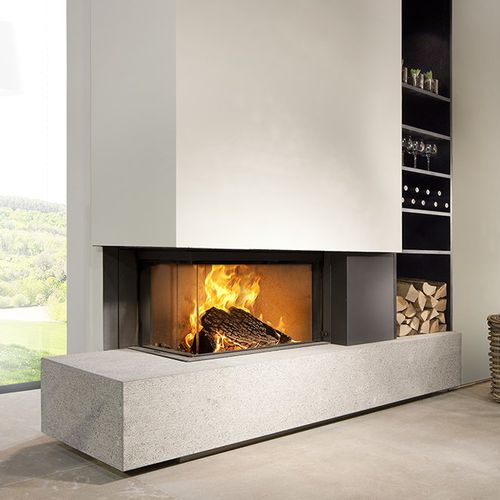 Lareira embutida fechada a gás - KALFIRE W65/38C - Kalfire Fireplaces - de canto / metálica