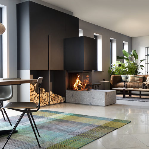 Lareira a lenha - KALFIRE W53/50R - Kalfire Fireplaces - de embutir / de piso / com 3 faces