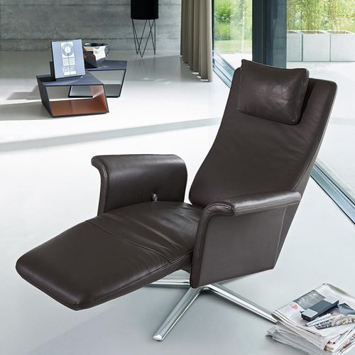 Poltrona de descanso contemporânea - Filou - Frank Sitzmöbel GmbH - em tecido / em couro / com apoio para pés