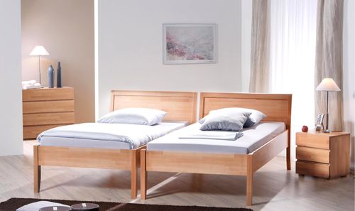 Cama de solteiro - ARINO - Hasena AG - contemporânea / com cabeceira em couro / em faia