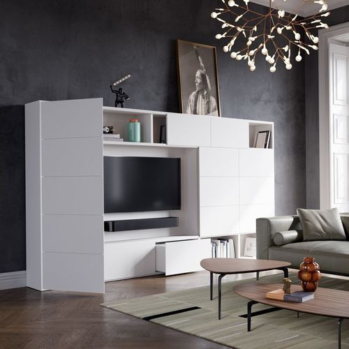 Móvel de parede contemporâneo para TV - VITA - Kettnaker GmbH & Co. KG Möbel-Manufaktur - em madeira laqueada / em vidro laqueado / em alumínio