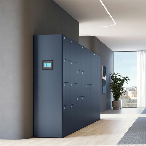 Guarda-volumes de armazenagem em aço - DECO - BISLEY - RFID / da linha comercial / para edifício de uso público