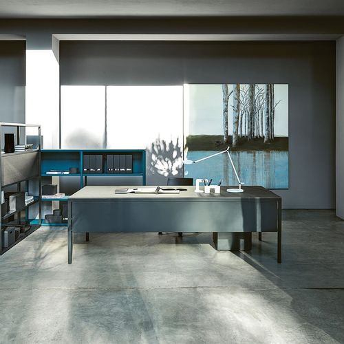 Mesa secretária de piso - HELSINKI - DESALTO spa - contemporânea / em aço / em laminado