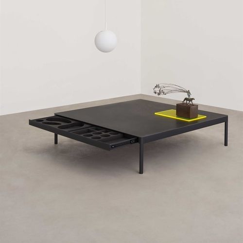 Mesa de centro contemporânea - ICARO 015 - DESALTO spa - em vidro / em cerâmica / com base em aço