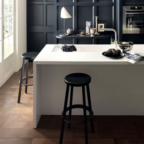 Tampo de bancada em Corian® - CORIAN - para ambiente externo / branco / preto