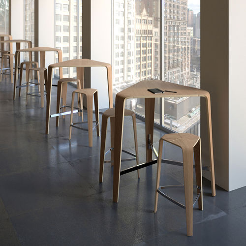 Mesa alta de design minimalista - HOC - Haworth Europe - com folheado de madeira / em HPL / com base em faia