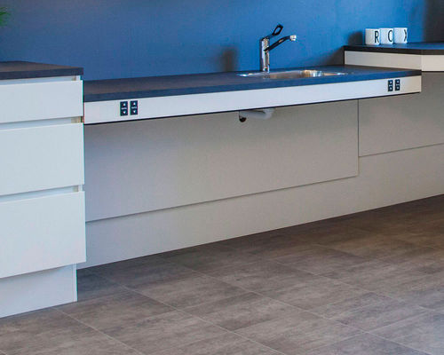 Tampo de bancada em aço - FLEXIELECTRIC - Ropox A/S - para cozinha / cinza / azul