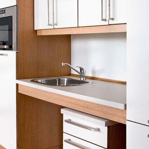Tampo de bancada laminado - FLEXI BASIC - Ropox A/S - para cozinha / branco / marrom