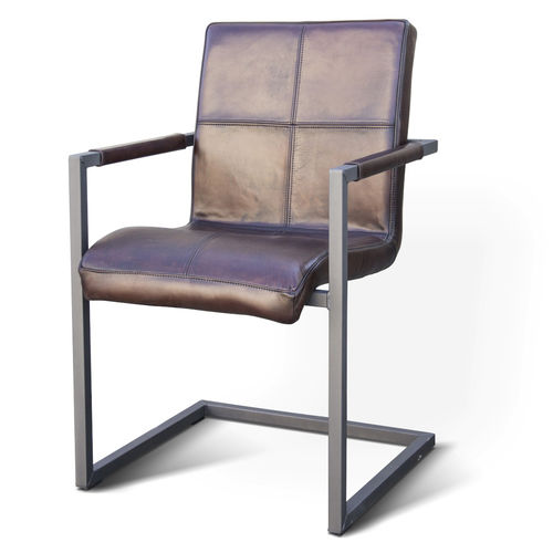 Cadeira vintage - QUADRANT INDUCHAIR - Ecomatrix SRL - para ambiente interno / em couro / com base em aço pintado