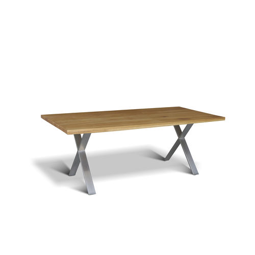 Mesa contemporânea - XAVIER - Ecomatrix SRL - em carvalho / em madeira tratada com óleo / com base em aço inoxidável