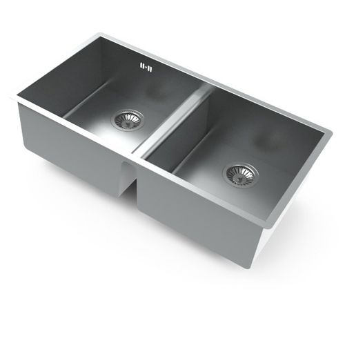 Pia com 2 cubas - PROFILE L800 D - STEEL TIME SRL - sem escorredor / em aço inoxidável / de sobrepor