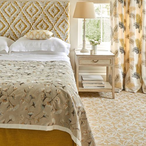 Tecido para cortinas - GINKGO - Jane Churchill - com padrão floral / em algodão / em linho
