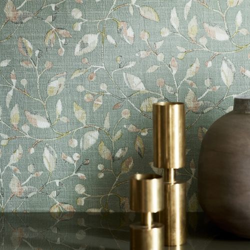 Papel de parede contemporâneo - AZZURA  - Jane Churchill - vinílico / com natureza / efeito de tecido